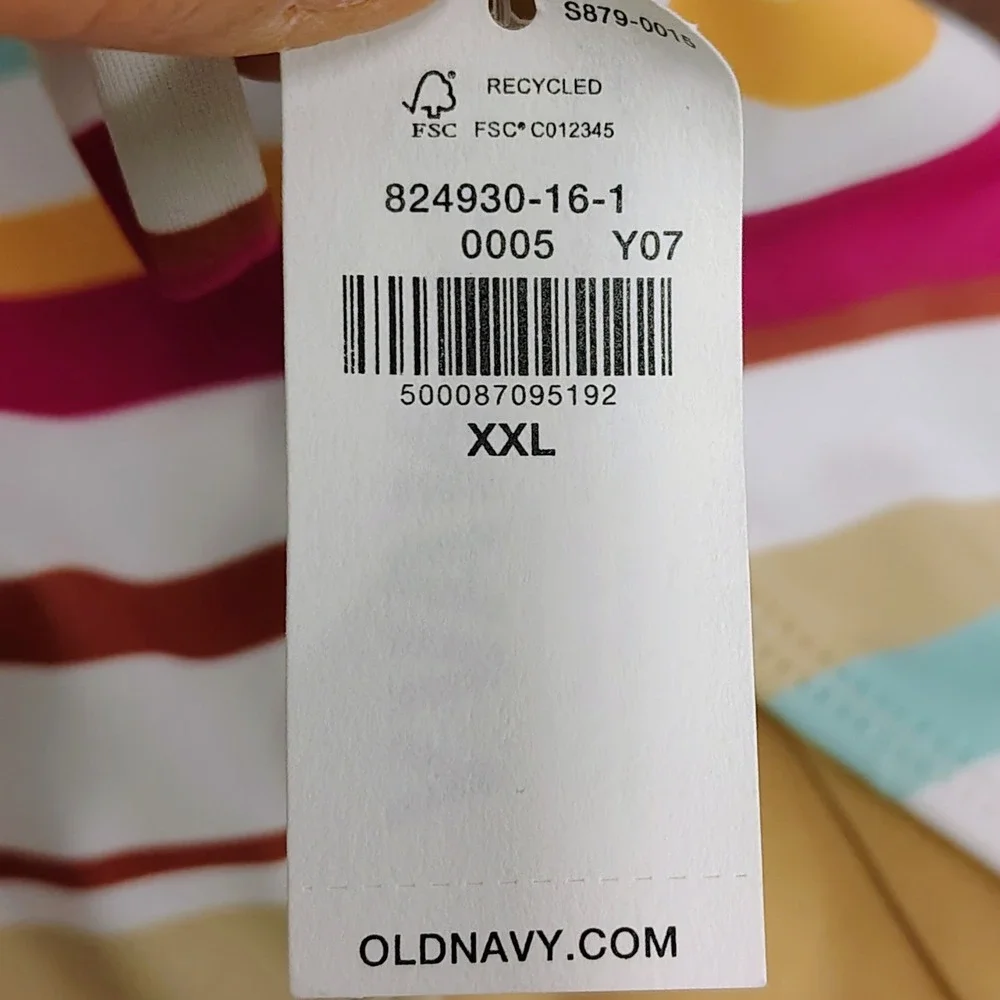 Old Navy Striped Bikini Bottom‎ Women XXL Multi Color Rainbow Retro Boho Tie NWT